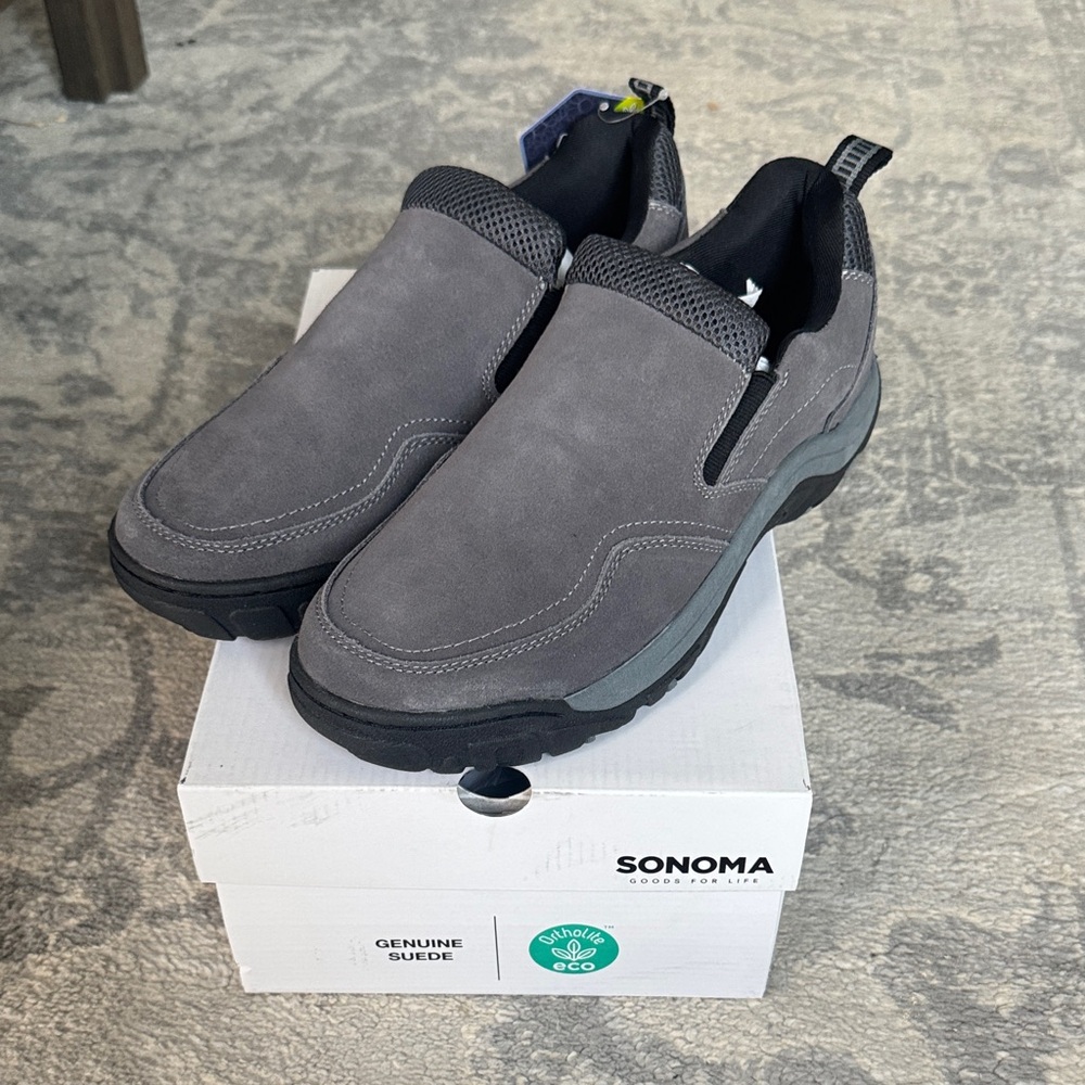 Sonoma Genuine Suede Slip-On Shoes Men’s Size 9.5 Gray Ortholite Comfort